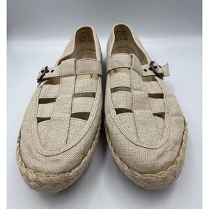 Grasshoppers Womens Beige Canvas Espadrille Mary Jane Flats Size 8M